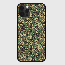 Чехол для iPhone 12 Pro Max Камуфляж Woodland мелкий, цвет: 3D-черный