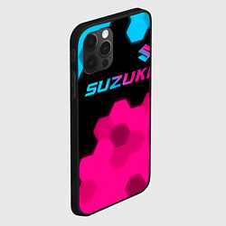 Чехол для iPhone 12 Pro Max Suzuki - neon gradient: символ сверху, цвет: 3D-черный — фото 2