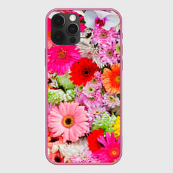 Чехол для iPhone 12 Pro Max Colorful chrysanthemums, цвет: 3D-малиновый