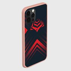 Чехол для iPhone 12 Pro Max Красный символ Warframe на темном фоне со стрелкам, цвет: 3D-светло-розовый — фото 2