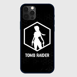 Чехол для iPhone 12 Pro Max Tomb Raider glitch на темном фоне, цвет: 3D-черный