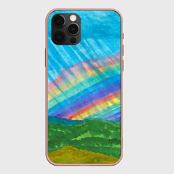 Чехол для iPhone 12 Pro Max Летний дождь радуга, цвет: 3D-светло-розовый