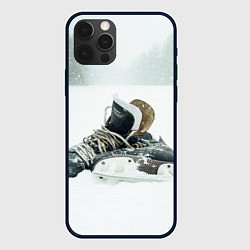 Чехол для iPhone 12 Pro Max Хоккейные коньки, цвет: 3D-черный