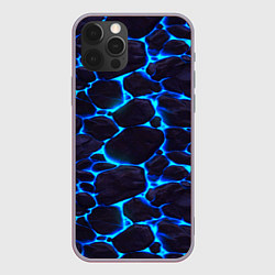 Чехол для iPhone 12 Pro Max Голубое свечение камней, цвет: 3D-серый