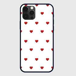 Чехол для iPhone 12 Pro Max Белая поляна с красными сердечками, цвет: 3D-черный