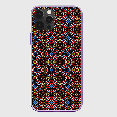Чехол iPhone 12 Pro Max Витражи - круглые / 3D-Сиреневый – фото 1