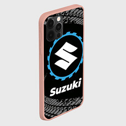 Чехол для iPhone 12 Pro Max Suzuki в стиле Top Gear со следами шин на фоне, цвет: 3D-светло-розовый — фото 2