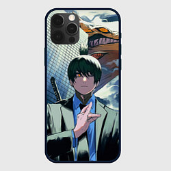 Чехол для iPhone 12 Pro Max Человек Бензопила Аки, цвет: 3D-черный