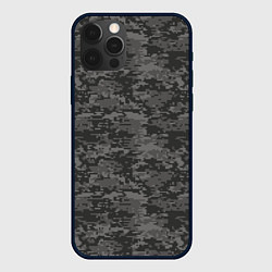 Чехол для iPhone 12 Pro Max Камуфляж AOR-2 серый пиксель, цвет: 3D-черный