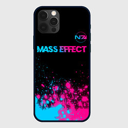 Чехол для iPhone 12 Pro Max Mass Effect - neon gradient: символ сверху, цвет: 3D-черный