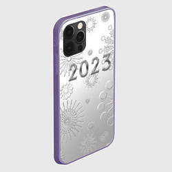 Чехол для iPhone 12 Pro Max Новый год 2023 в снежинках, цвет: 3D-серый — фото 2