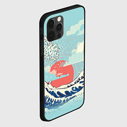 Чехол для iPhone 12 Pro Max Морской пейзаж с большими волнами на закате, цвет: 3D-черный — фото 2
