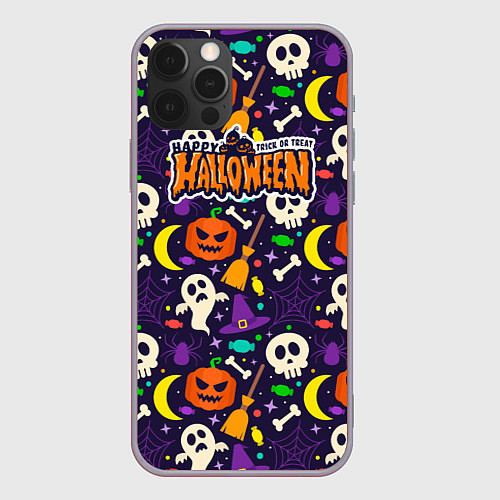 Чехол iPhone 12 Pro Max Хэллоуин-сладость или гадость / 3D-Серый – фото 1