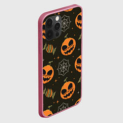 Чехол для iPhone 12 Pro Max Хэллоуин тыквы, цвет: 3D-малиновый — фото 2