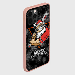 Чехол для iPhone 12 Pro Max Merry Christmas! Cool Santa with a baseball bat, цвет: 3D-светло-розовый — фото 2