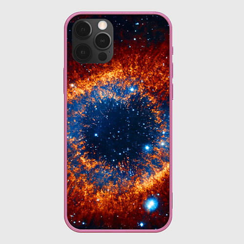 Чехол iPhone 12 Pro Max Космическое галактическое око / 3D-Малиновый – фото 1