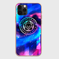 Чехол для iPhone 12 Pro Max Leicester City неоновый космос, цвет: 3D-светло-розовый