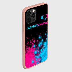 Чехол для iPhone 12 Pro Max SsangYong - neon gradient: символ сверху, цвет: 3D-светло-розовый — фото 2