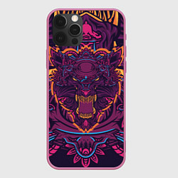 Чехол для iPhone 12 Pro Max Голова декоративного тигра, цвет: 3D-малиновый