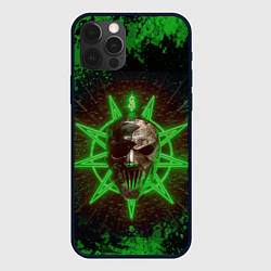 Чехол для iPhone 12 Pro Max Slipknot green star, цвет: 3D-черный