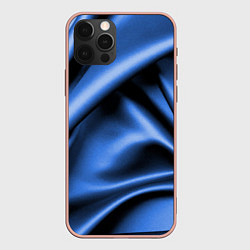 Чехол для iPhone 12 Pro Max Складки гладкой синей ткани, цвет: 3D-светло-розовый