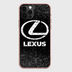 Чехол для iPhone 12 Pro Max Lexus с потертостями на темном фоне, цвет: 3D-светло-розовый