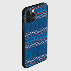 Чехол для iPhone 12 Pro Max Вязанный стиль - сердечки, цвет: 3D-черный — фото 2