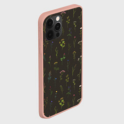 Чехол для iPhone 12 Pro Max Полевые растения на темном фоне, цвет: 3D-светло-розовый — фото 2