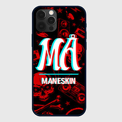 Чехол для iPhone 12 Pro Max Maneskin rock glitch, цвет: 3D-черный