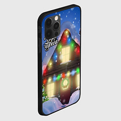 Чехол для iPhone 12 Pro Max Праздничный новогодний дом с гирляндами, цвет: 3D-черный — фото 2