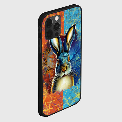 Чехол iPhone 12 Pro Max Огненный новогодний кролик / 3D-Черный – фото 2