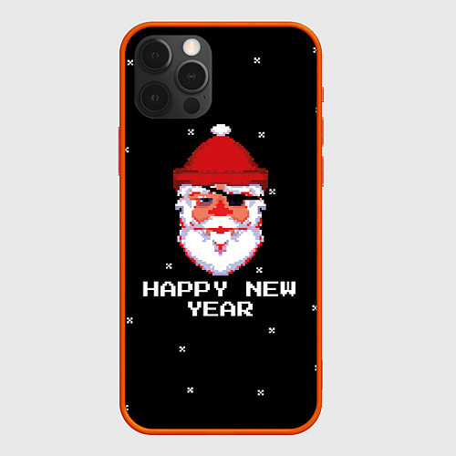Чехол iPhone 12 Pro Max Дед мороз с повязкой / 3D-Красный – фото 1