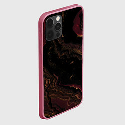 Чехол для iPhone 12 Pro Max Золотистые блёстки и песок, цвет: 3D-малиновый — фото 2