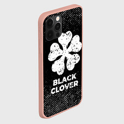 Чехол для iPhone 12 Pro Max Black Clover с потертостями на темном фоне, цвет: 3D-светло-розовый — фото 2