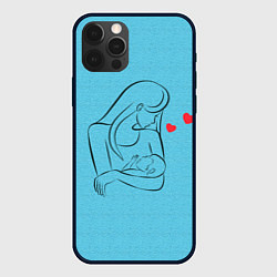 Чехол для iPhone 12 Pro Max День матери : мать и дитя, цвет: 3D-черный