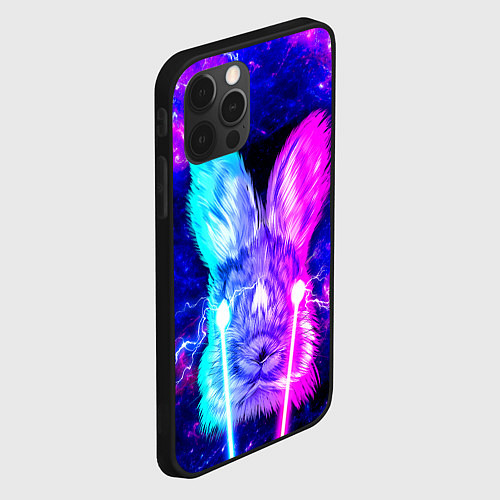 Чехол iPhone 12 Pro Max Неоновый кролик стреляет лазерами из глаз / 3D-Черный – фото 2