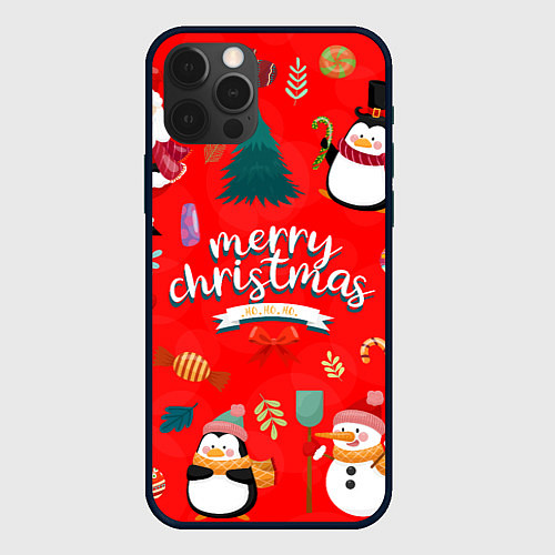 Чехол iPhone 12 Pro Max Merry christmas art / 3D-Черный – фото 1