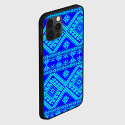 Чехол для iPhone 12 Pro Max Сине-голубые узоры - вышивка, цвет: 3D-черный — фото 2