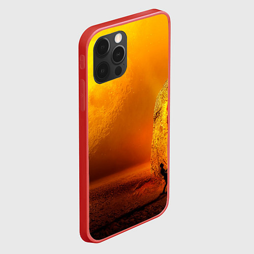 Чехол iPhone 12 Pro Max Оранжевый космос и луна / 3D-Красный – фото 2