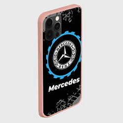 Чехол для iPhone 12 Pro Max Mercedes в стиле Top Gear со следами шин на фоне, цвет: 3D-светло-розовый — фото 2