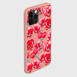 Чехол для iPhone 12 Pro Max Красные маки - паттерн, цвет: 3D-светло-розовый — фото 2