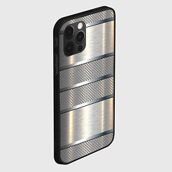 Чехол для iPhone 12 Pro Max Металлические полосы - текстура алюминия, цвет: 3D-черный — фото 2