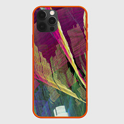 Чехол для iPhone 12 Pro Max Неоновые волнообразные линии, цвет: 3D-красный