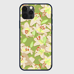 Чехол для iPhone 12 Pro Max Нежные цветы - лилии: цветной паттерн, цвет: 3D-черный