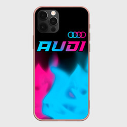 Чехол для iPhone 12 Pro Max Audi - neon gradient: символ сверху, цвет: 3D-светло-розовый