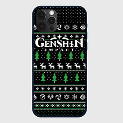 Чехол для iPhone 12 Pro Max Новогодний свитер - Genshin impact, цвет: 3D-черный