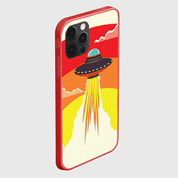 Чехол для iPhone 12 Pro Max Ретро футуризм летающий корабль НЛО, цвет: 3D-красный — фото 2