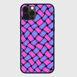 Чехол для iPhone 12 Pro Max Фиолетово-сиреневая плетёнка - оптическая иллюзия, цвет: 3D-черный