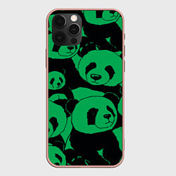 Чехол для iPhone 12 Pro Max Panda green pattern, цвет: 3D-светло-розовый