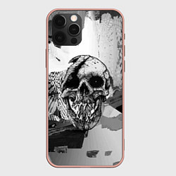 Чехол для iPhone 12 Pro Max Череп монстра - fangs - glitch, цвет: 3D-светло-розовый